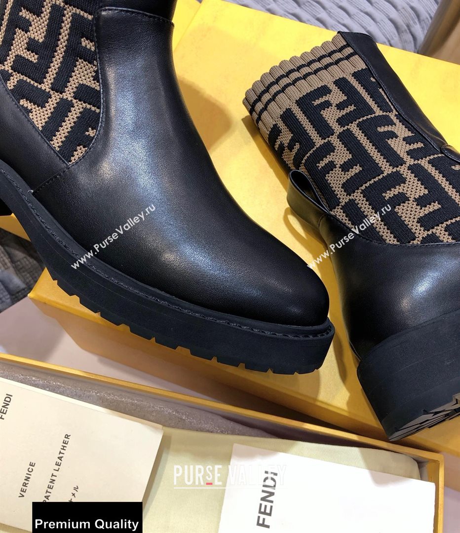 Fendi Leather Biker Ankle Boots Black/FF Logo 2020 (jincheng-20082111)