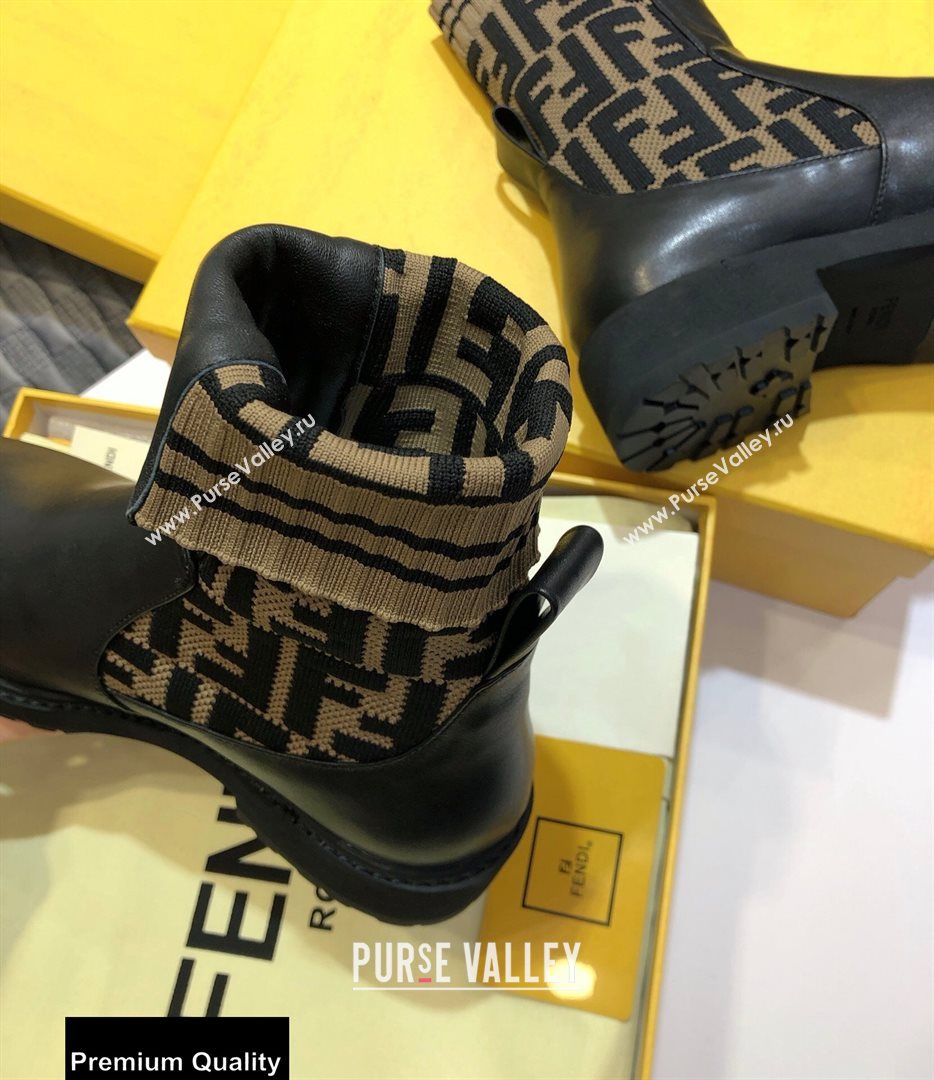 Fendi Leather Biker Ankle Boots Black/FF Logo 2020 (jincheng-20082111)