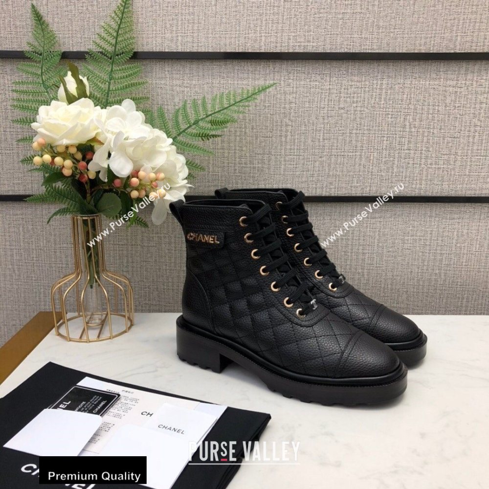 Chanel Logo Lace-Ups Ankle Boots CH01 2020 (modeng-20082201)
