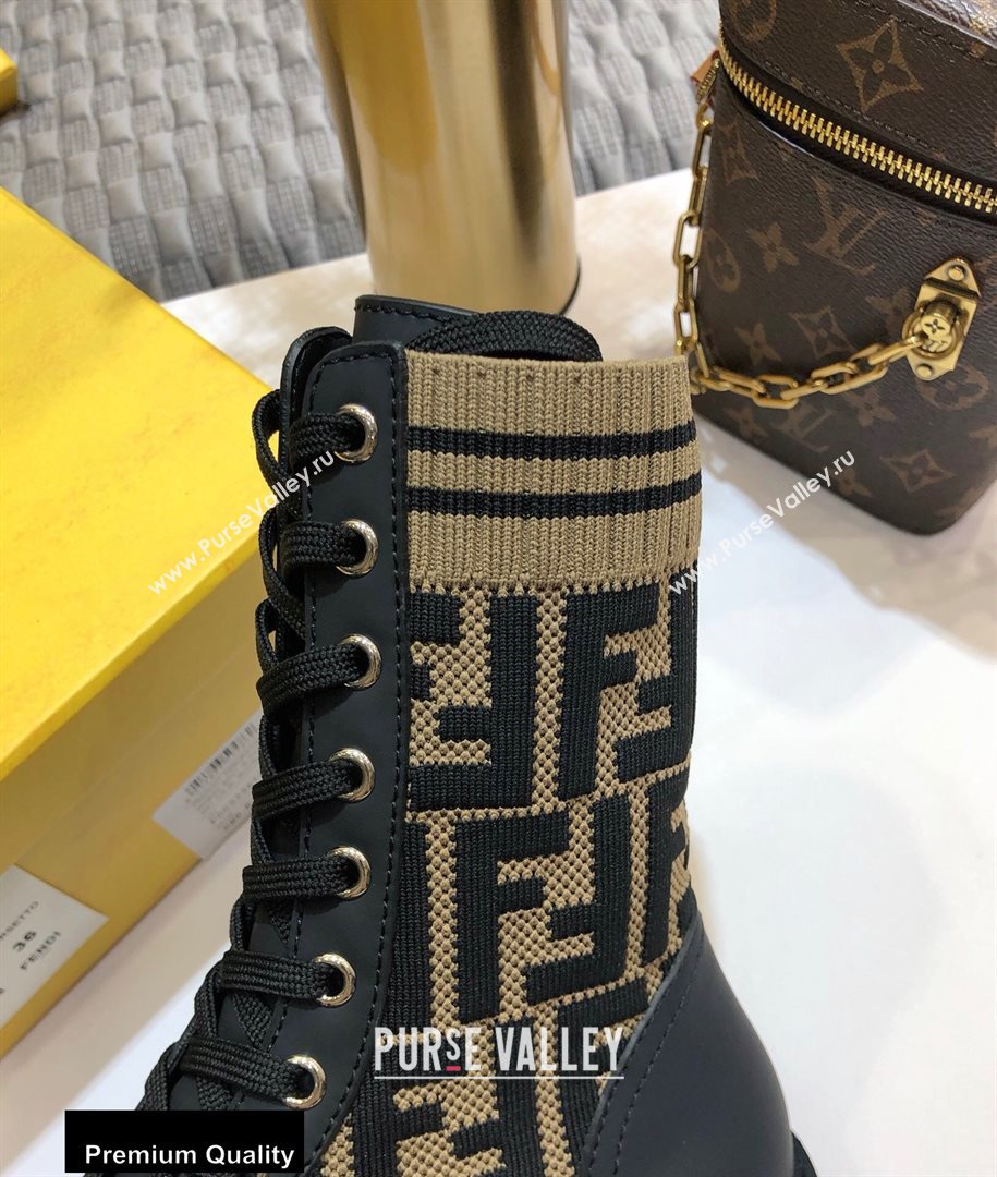 Fendi Leather Lace-up Biker Ankle Boots Black/FF Logo 2020 (jincheng-20082109)