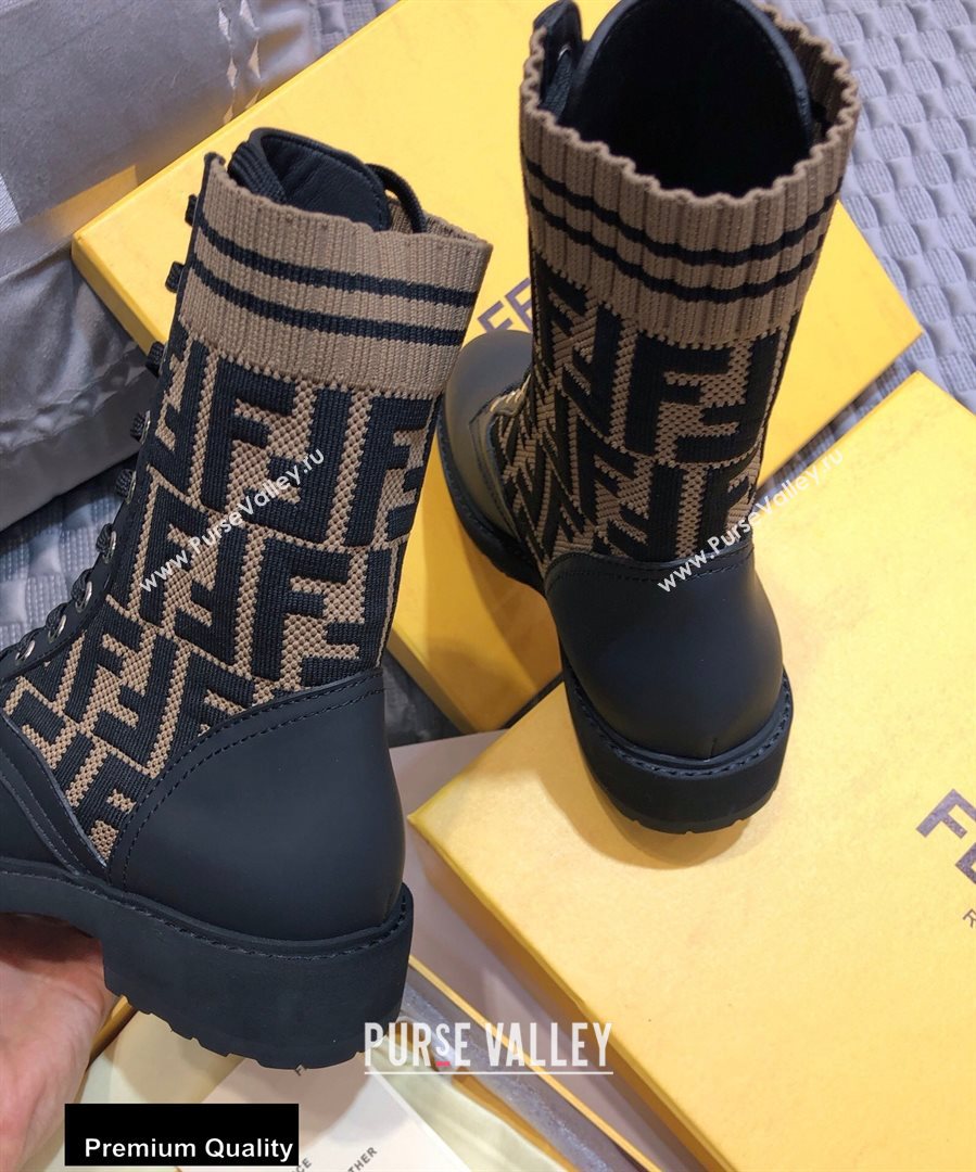 Fendi Leather Lace-up Biker Ankle Boots Black/FF Logo 2020 (jincheng-20082109)