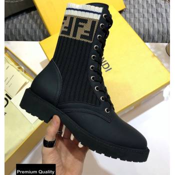 Fendi Leather Lace-up Biker Ankle Boots Black 2020 (jincheng-20082108)