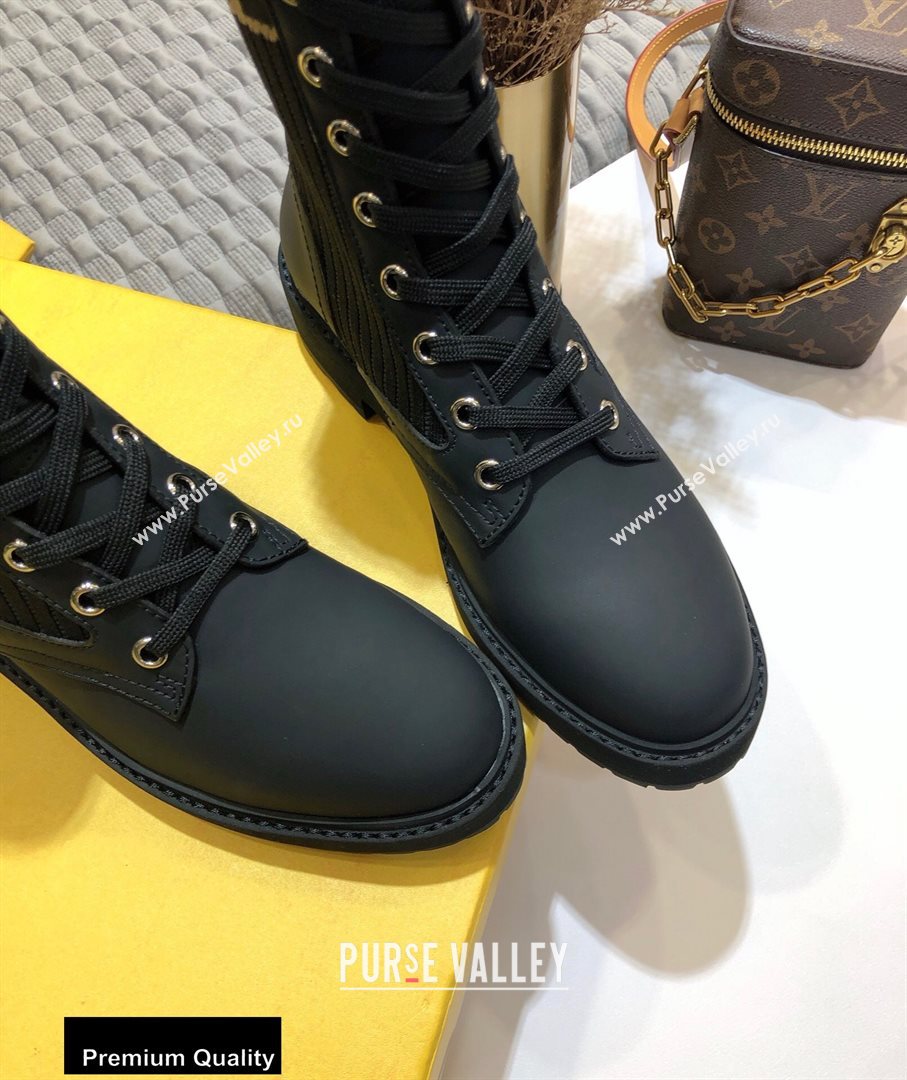 Fendi Leather Lace-up Biker Ankle Boots Black 2020 (jincheng-20082108)