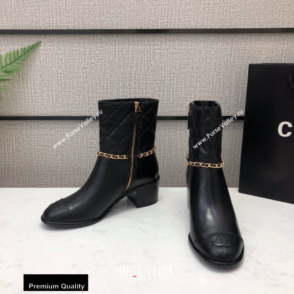 Chanel Heel 5.5cm Logo Leather Ankle Boots CH04 2020 (modeng-20082215)