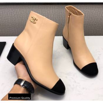 Chanel Heel 5.5cm Logo Leather Ankle Boots G36307 Beige 2020 (modeng-20082220)