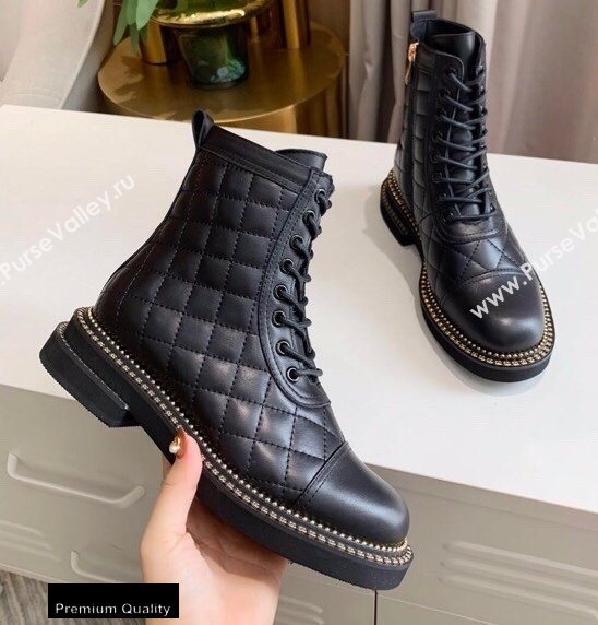Chanel Logo Lace-Ups Ankle Boots CH16 2020 (lede-20082216)