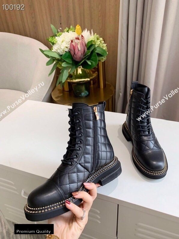 Chanel Logo Lace-Ups Ankle Boots CH16 2020 (lede-20082216)