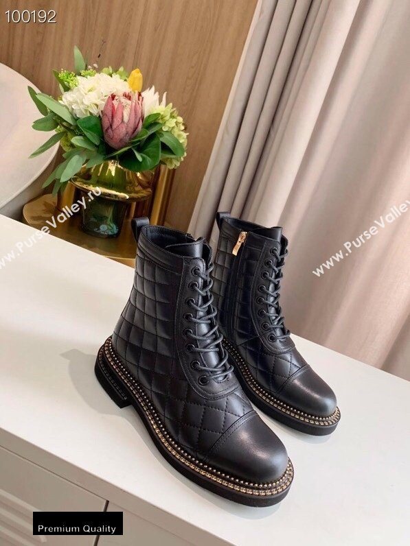 Chanel Logo Lace-Ups Ankle Boots CH16 2020 (lede-20082216)