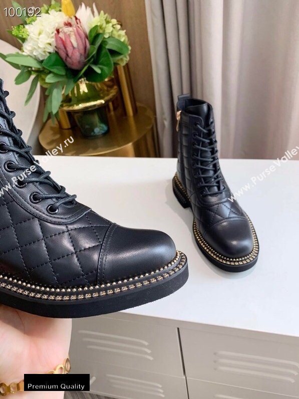 Chanel Logo Lace-Ups Ankle Boots CH16 2020 (lede-20082216)