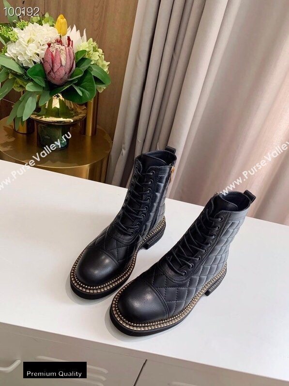 Chanel Logo Lace-Ups Ankle Boots CH16 2020 (lede-20082216)