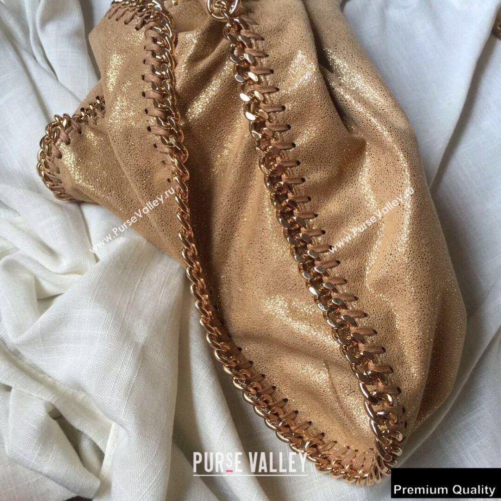 Stella Mccartney Falabella 3-chain Fold Over Tote Bag Pearl Gold (weijian-20082505)