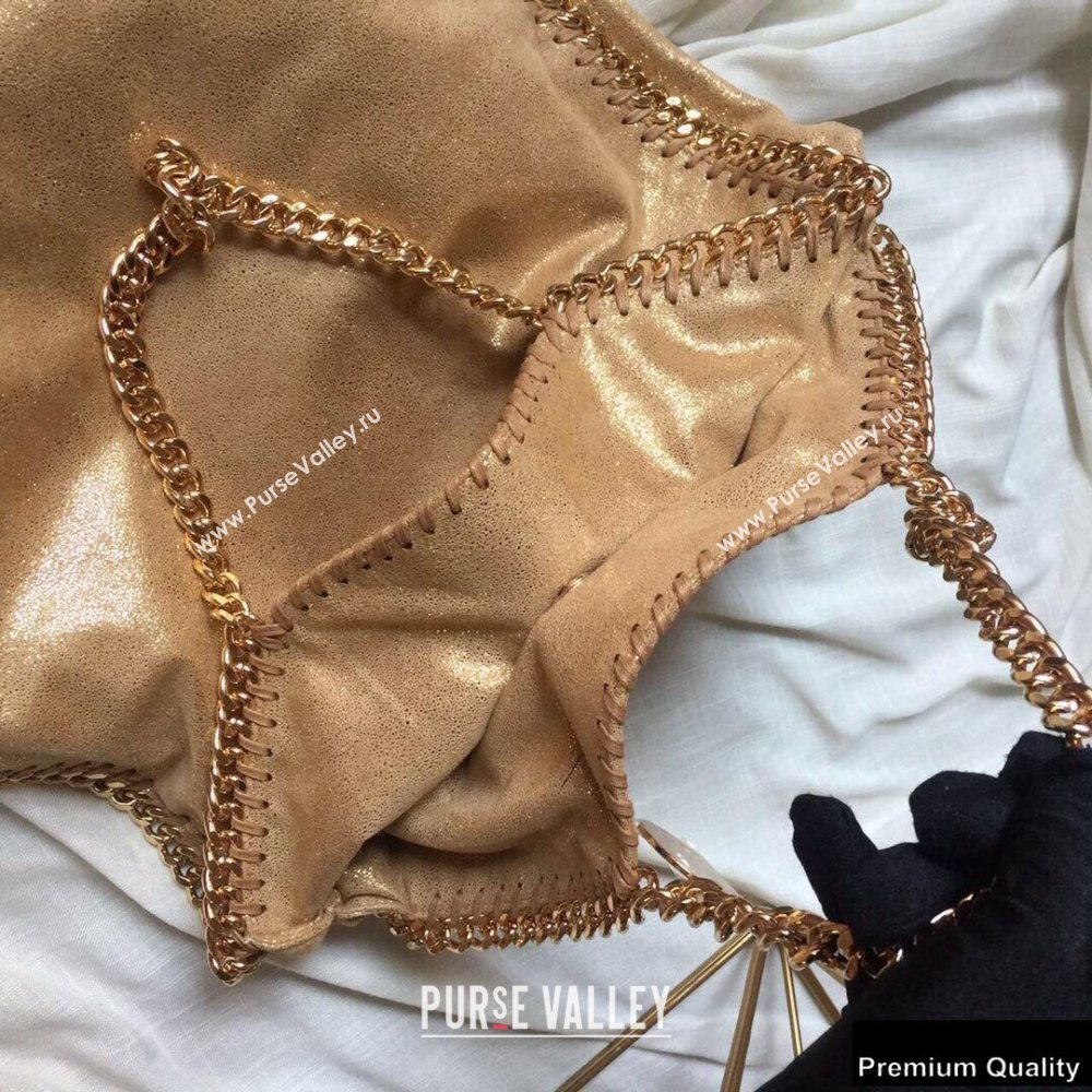 Stella Mccartney Falabella 3-chain Fold Over Tote Bag Pearl Gold (weijian-20082505)