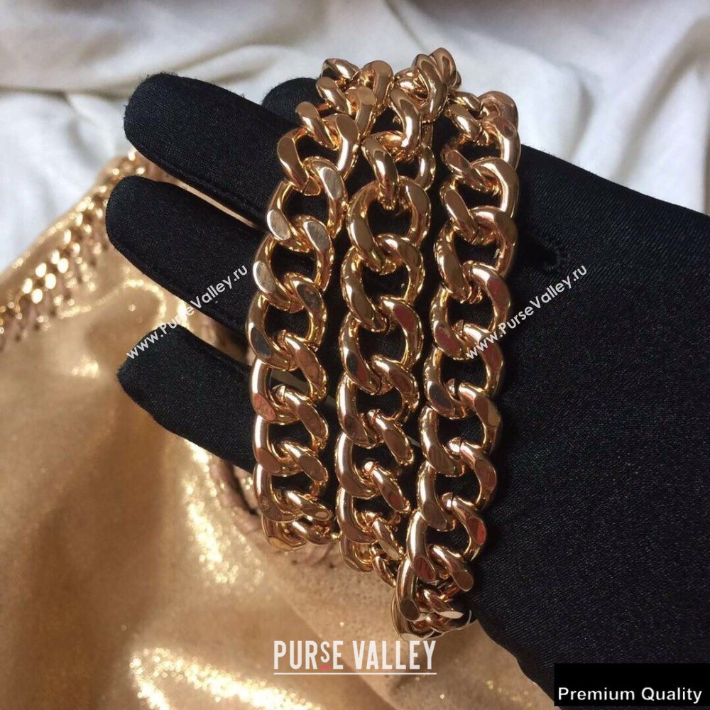 Stella Mccartney Falabella 3-chain Fold Over Tote Bag Pearl Gold (weijian-20082505)