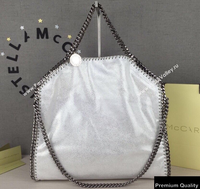 Stella Mccartney Falabella 3-chain Fold Over Tote Bag Pearl Silver White (weijian-20082504)