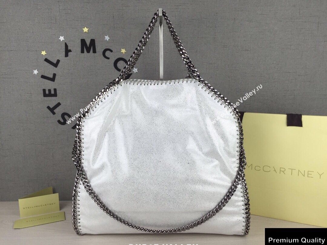 Stella Mccartney Falabella 3-chain Fold Over Tote Bag Pearl Silver White (weijian-20082504)