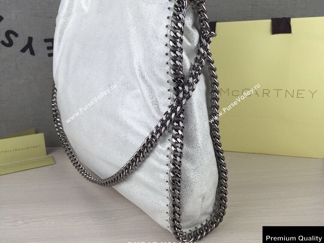 Stella Mccartney Falabella 3-chain Fold Over Tote Bag Pearl Silver White (weijian-20082504)