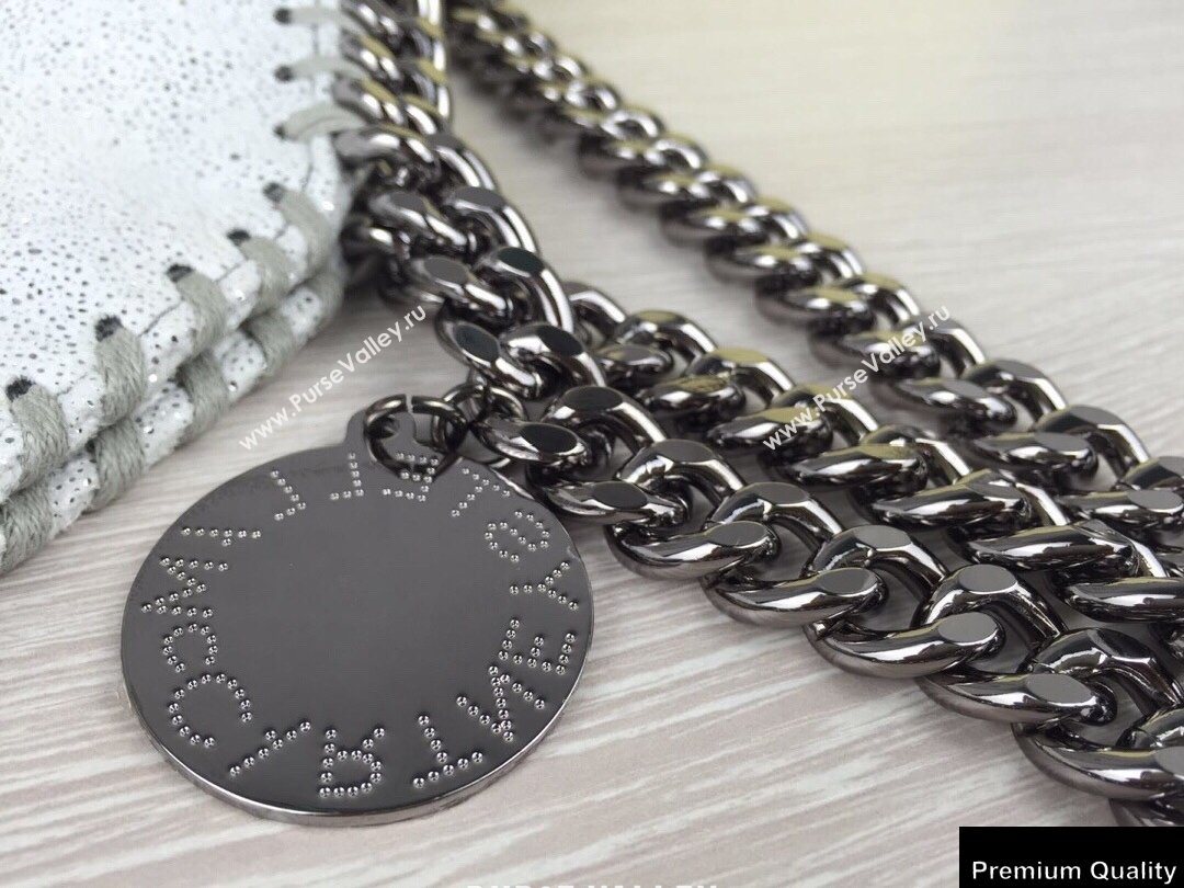 Stella Mccartney Falabella 3-chain Fold Over Tote Bag Pearl Silver White (weijian-20082504)