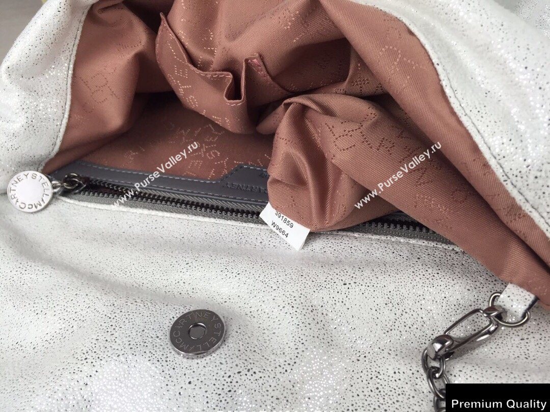 Stella Mccartney Falabella 3-chain Fold Over Tote Bag Pearl Silver White (weijian-20082504)