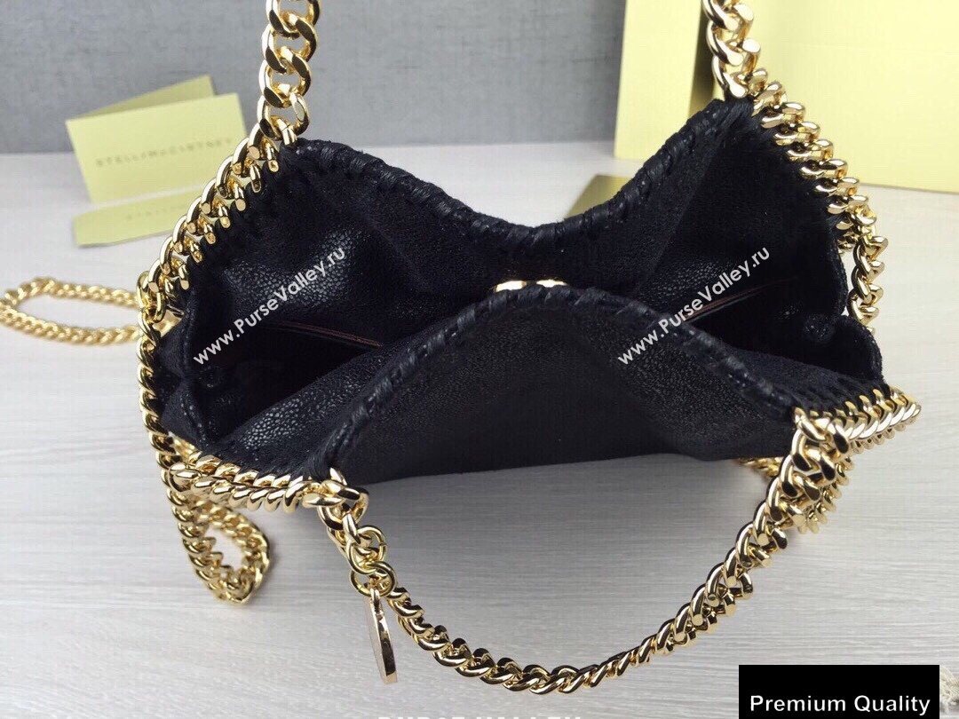 Stella Mccartney Falabella Tiny Tote Bag Black/Gold (weijian-20082540)