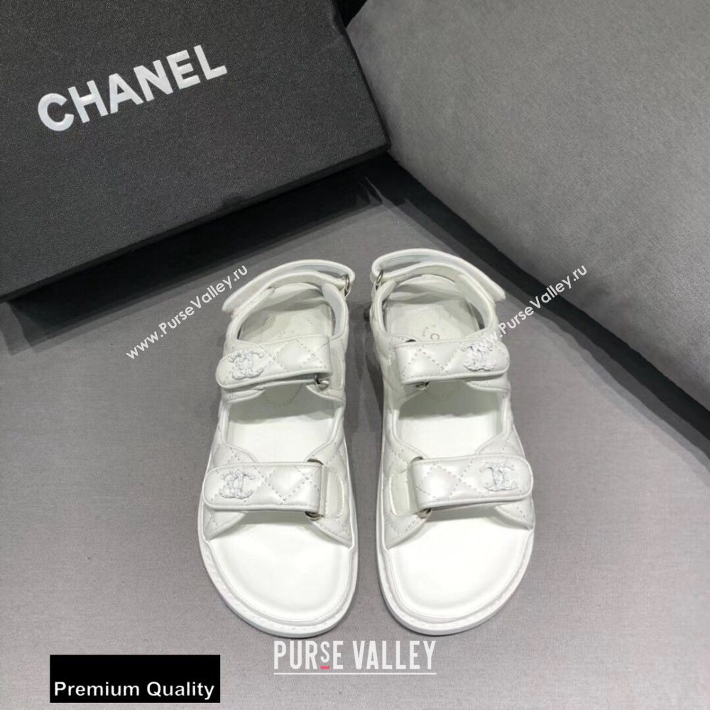 Chanel CC Logo Magic Loop Beach Sandals White 01 2020 (jimi-20082602)