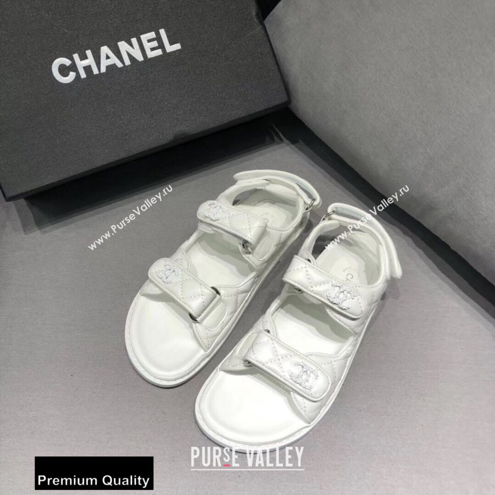 Chanel CC Logo Magic Loop Beach Sandals White 01 2020 (jimi-20082602)