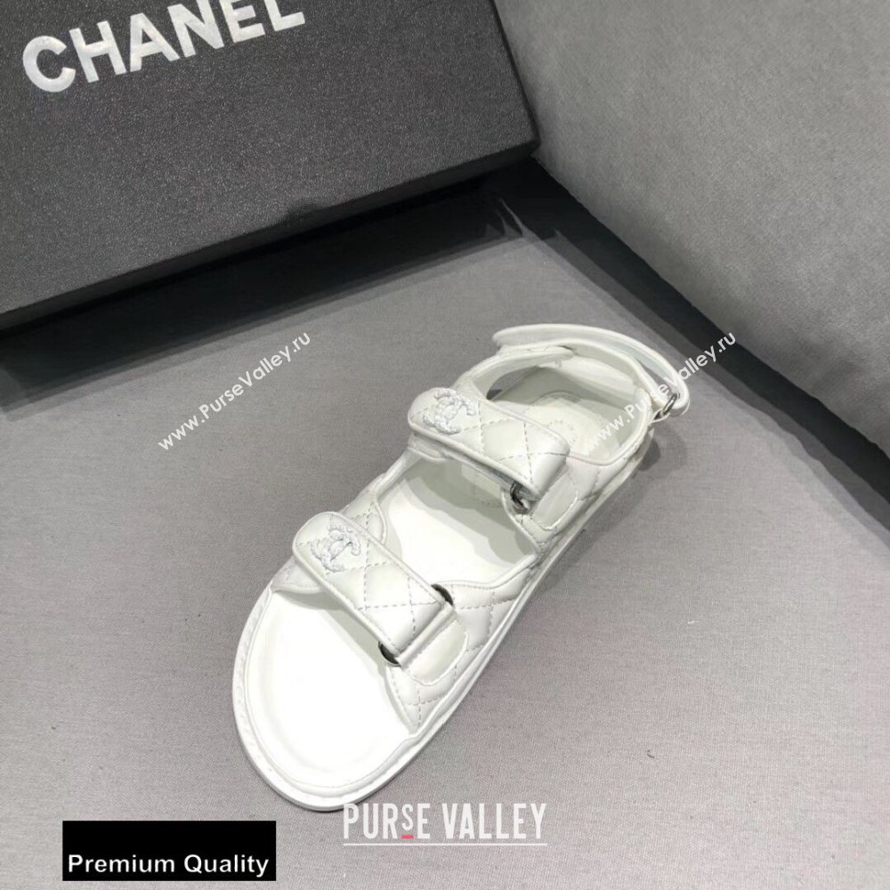 Chanel CC Logo Magic Loop Beach Sandals White 01 2020 (jimi-20082602)