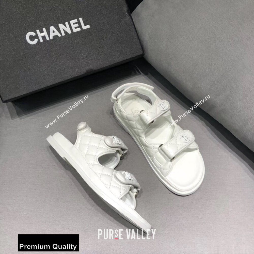 Chanel CC Logo Magic Loop Beach Sandals White 01 2020 (jimi-20082602)