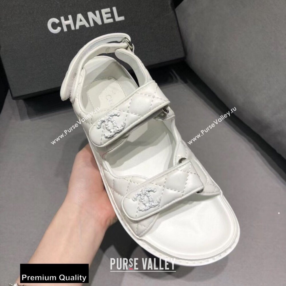 Chanel CC Logo Magic Loop Beach Sandals White 01 2020 (jimi-20082602)