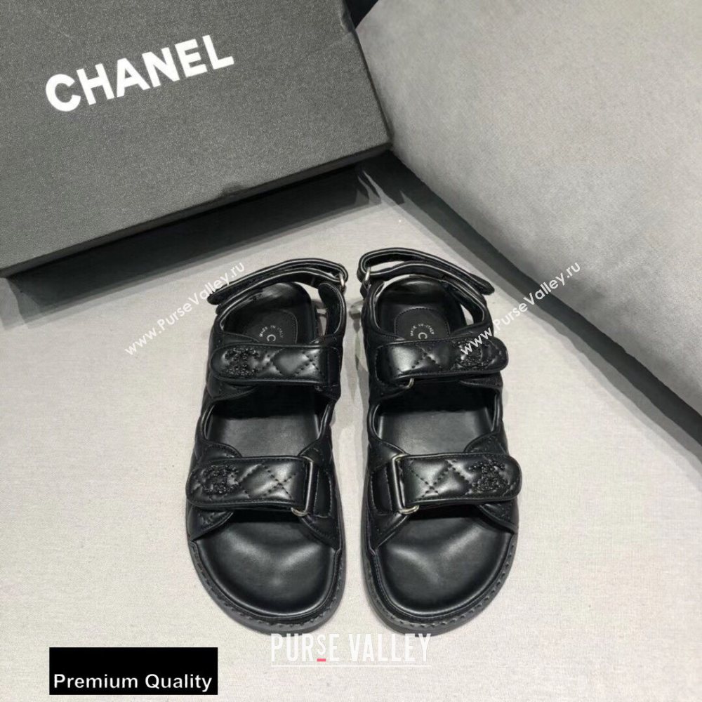 Chanel CC Logo Magic Loop Beach Sandals Black 01 2020 (jimi-20082601)