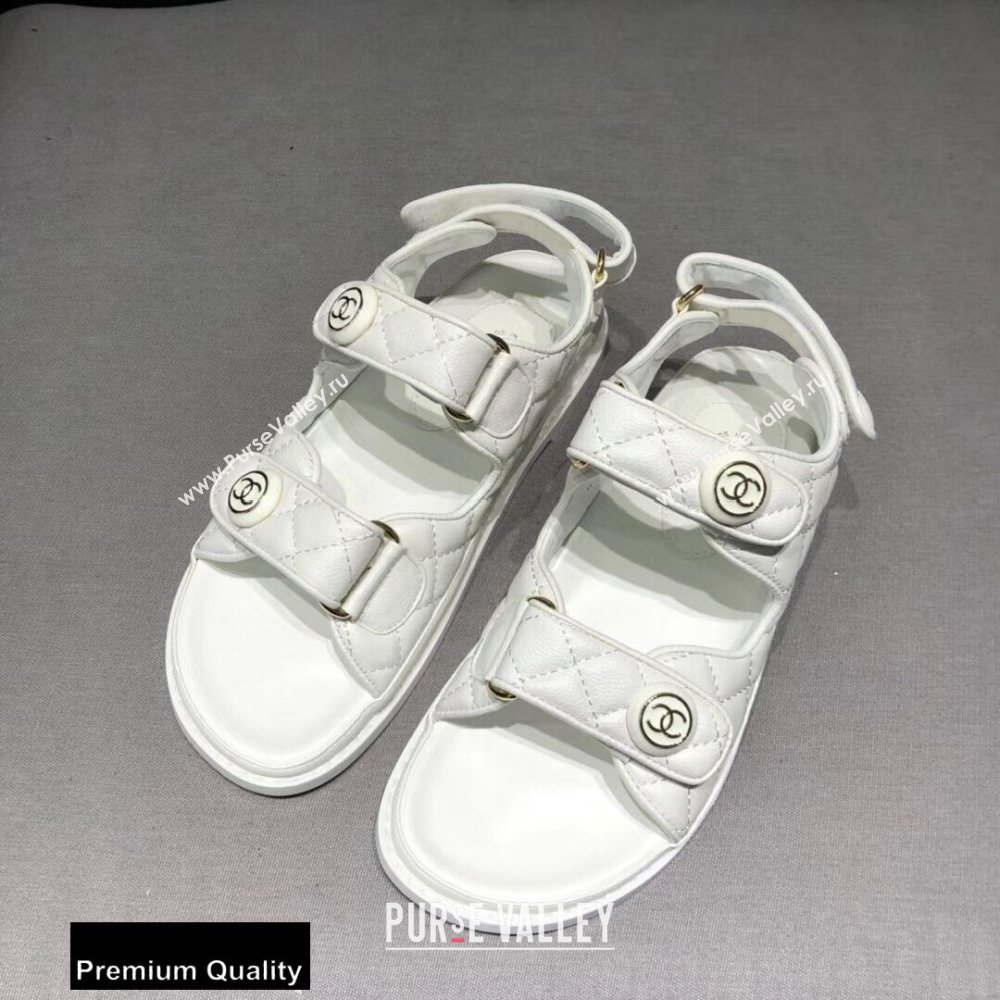 Chanel CC Logo Magic Loop Beach Sandals White 02 2020 (jimi-20082604)