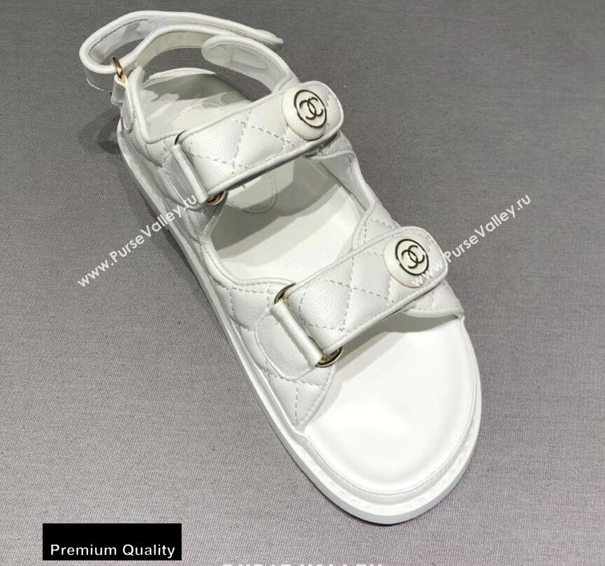 Chanel CC Logo Magic Loop Beach Sandals White 02 2020 (jimi-20082604)