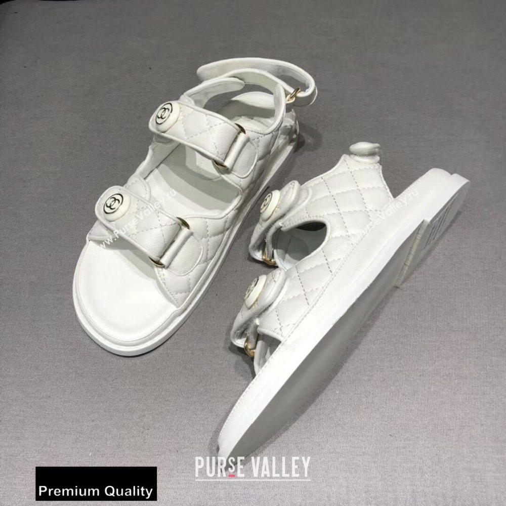 Chanel CC Logo Magic Loop Beach Sandals White 02 2020 (jimi-20082604)