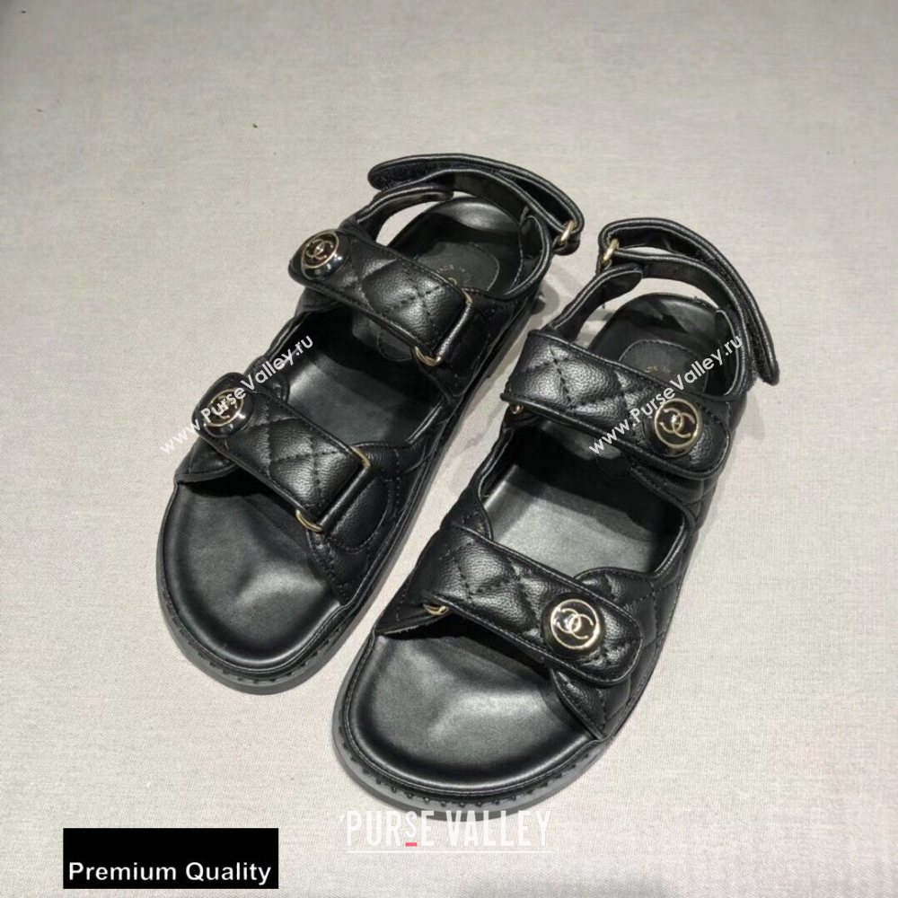 Chanel CC Logo Magic Loop Beach Sandals Black 02 2020 (jimi-20082603)