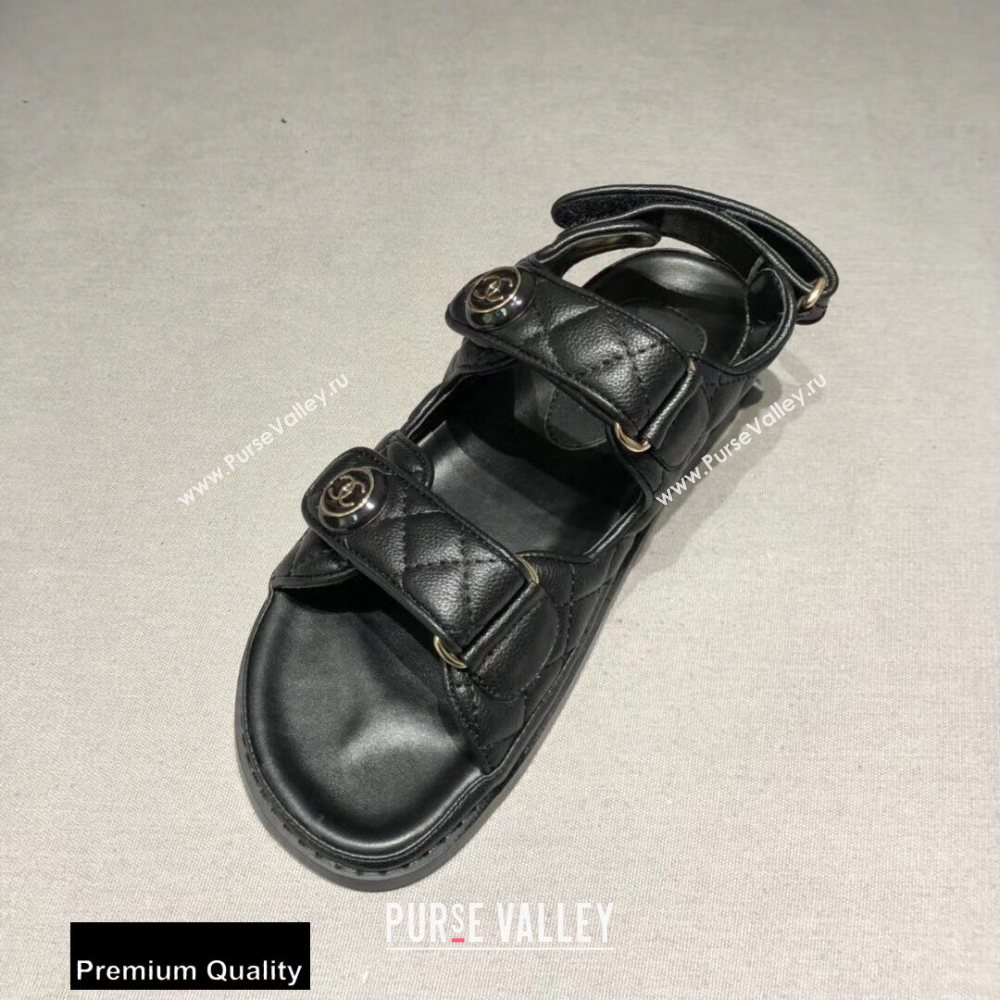 Chanel CC Logo Magic Loop Beach Sandals Black 02 2020 (jimi-20082603)