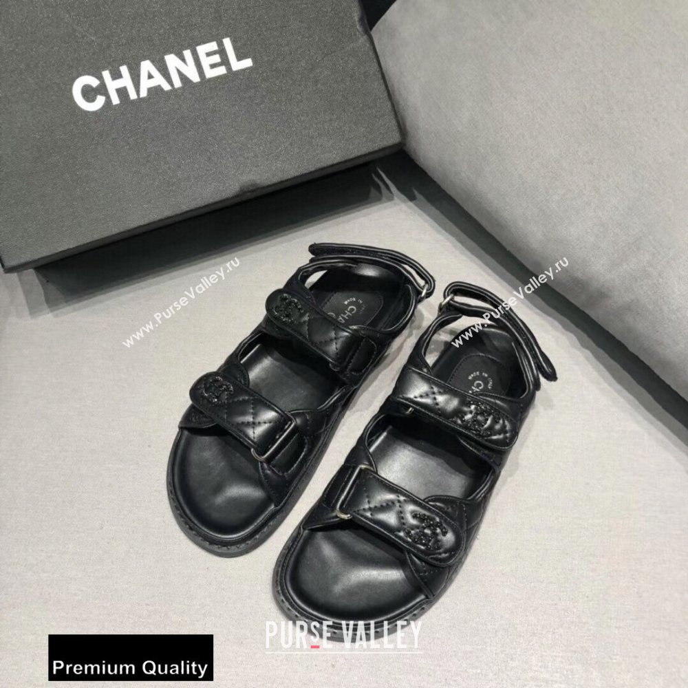Chanel CC Logo Magic Loop Beach Sandals Black 01 2020 (jimi-20082601)