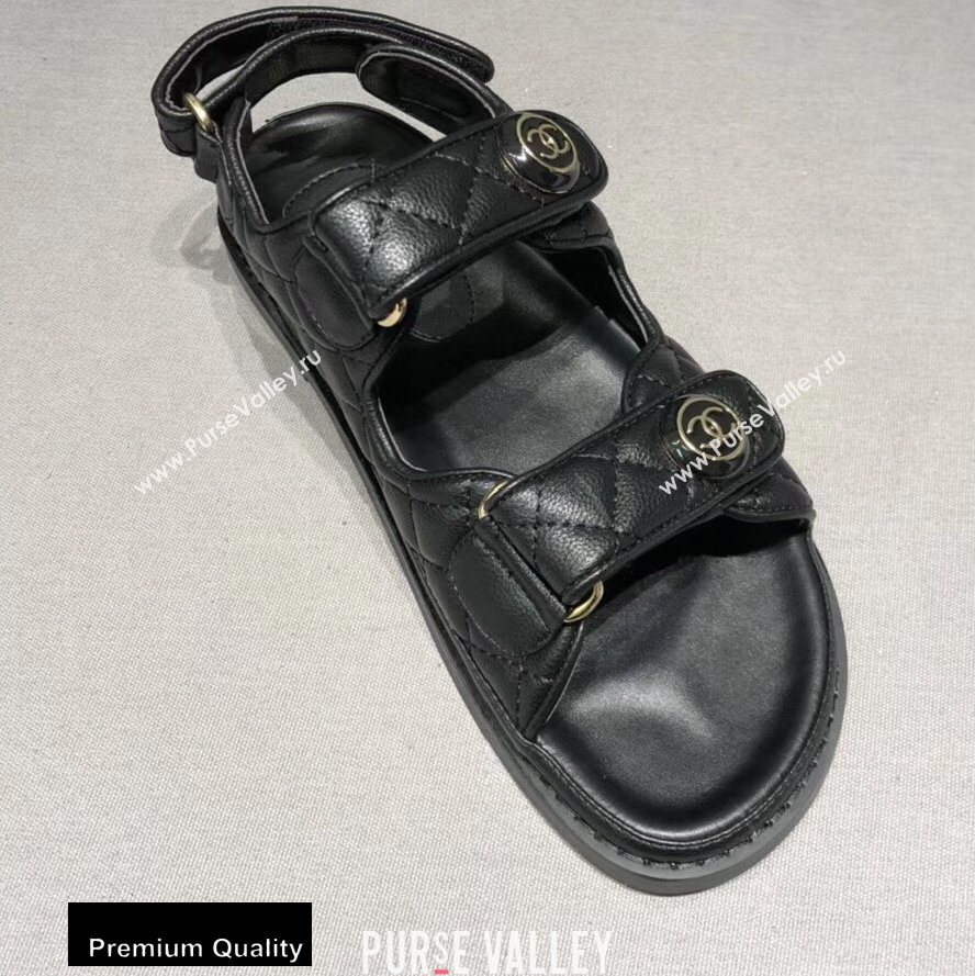 Chanel CC Logo Magic Loop Beach Sandals Black 02 2020 (jimi-20082603)