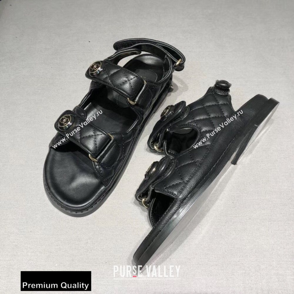 Chanel CC Logo Magic Loop Beach Sandals Black 02 2020 (jimi-20082603)