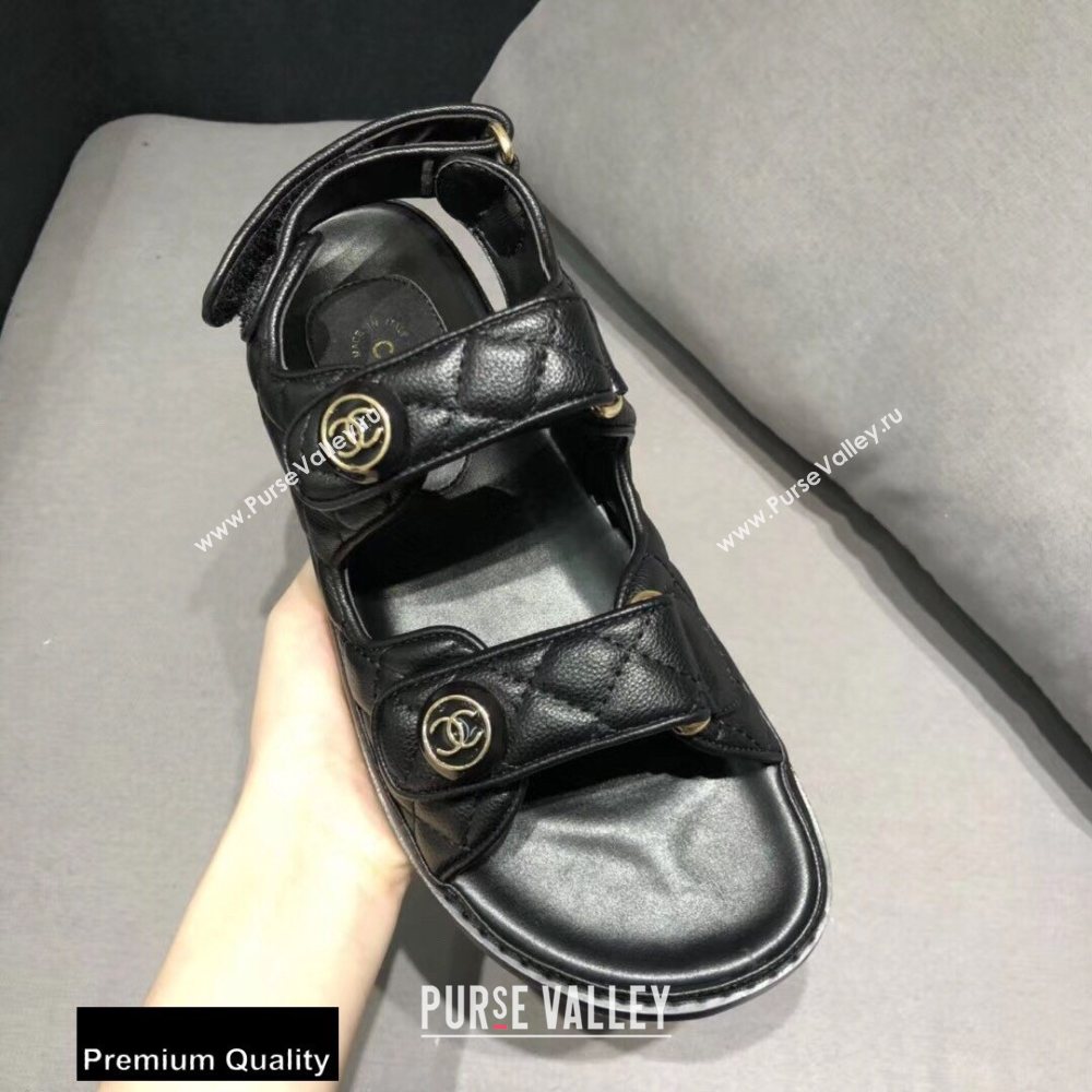 Chanel CC Logo Magic Loop Beach Sandals Black 02 2020 (jimi-20082603)