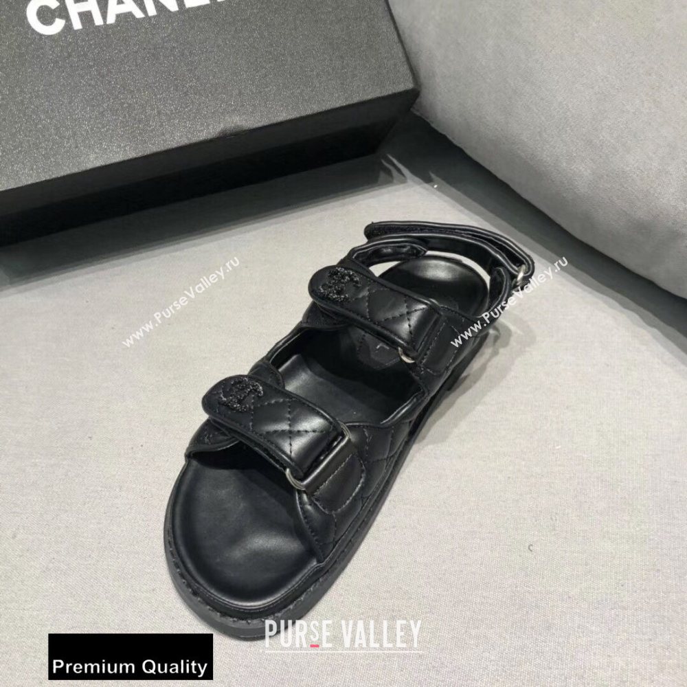 Chanel CC Logo Magic Loop Beach Sandals Black 01 2020 (jimi-20082601)