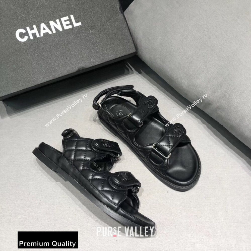 Chanel CC Logo Magic Loop Beach Sandals Black 01 2020 (jimi-20082601)