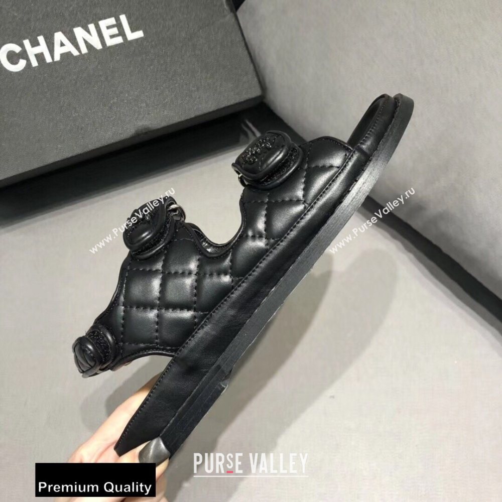 Chanel CC Logo Magic Loop Beach Sandals Black 01 2020 (jimi-20082601)