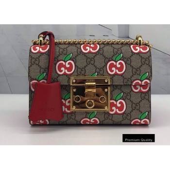 Gucci Small Padlock Shoulder Bag 409487 GG Apple Print 2020 (delihang-20082751)