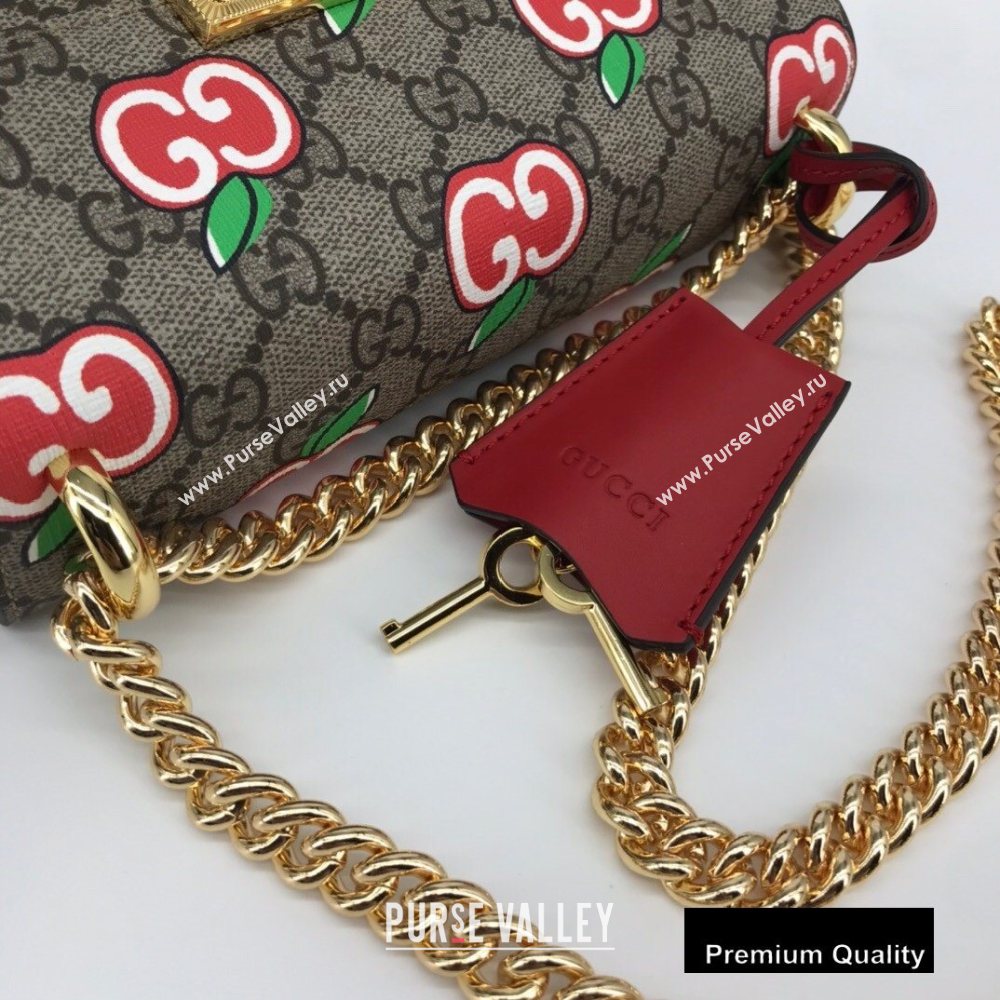 Gucci Small Padlock Shoulder Bag 409487 GG Apple Print 2020 (delihang-20082751)