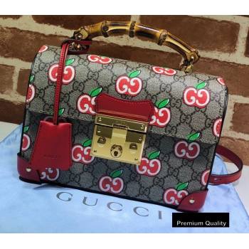 Gucci Padlock Bamboo Small Shoulder Bag 603221 GG Apple Print 2020 (delihang-20082740)