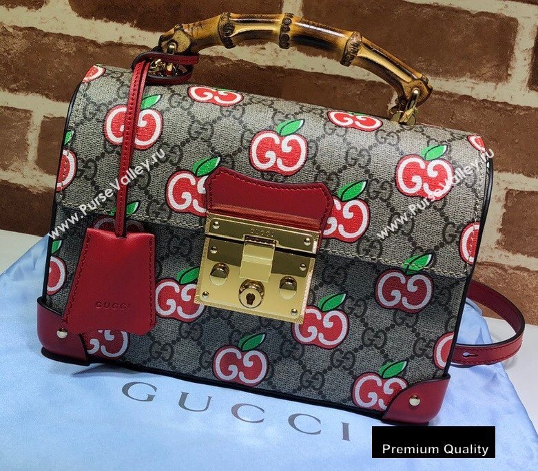 Gucci Padlock Bamboo Small Shoulder Bag 603221 GG Apple Print 2020 (delihang-20082740)