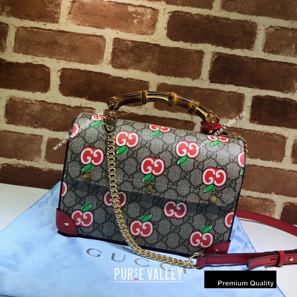 Gucci Padlock Bamboo Small Shoulder Bag 603221 GG Apple Print 2020 (delihang-20082740)