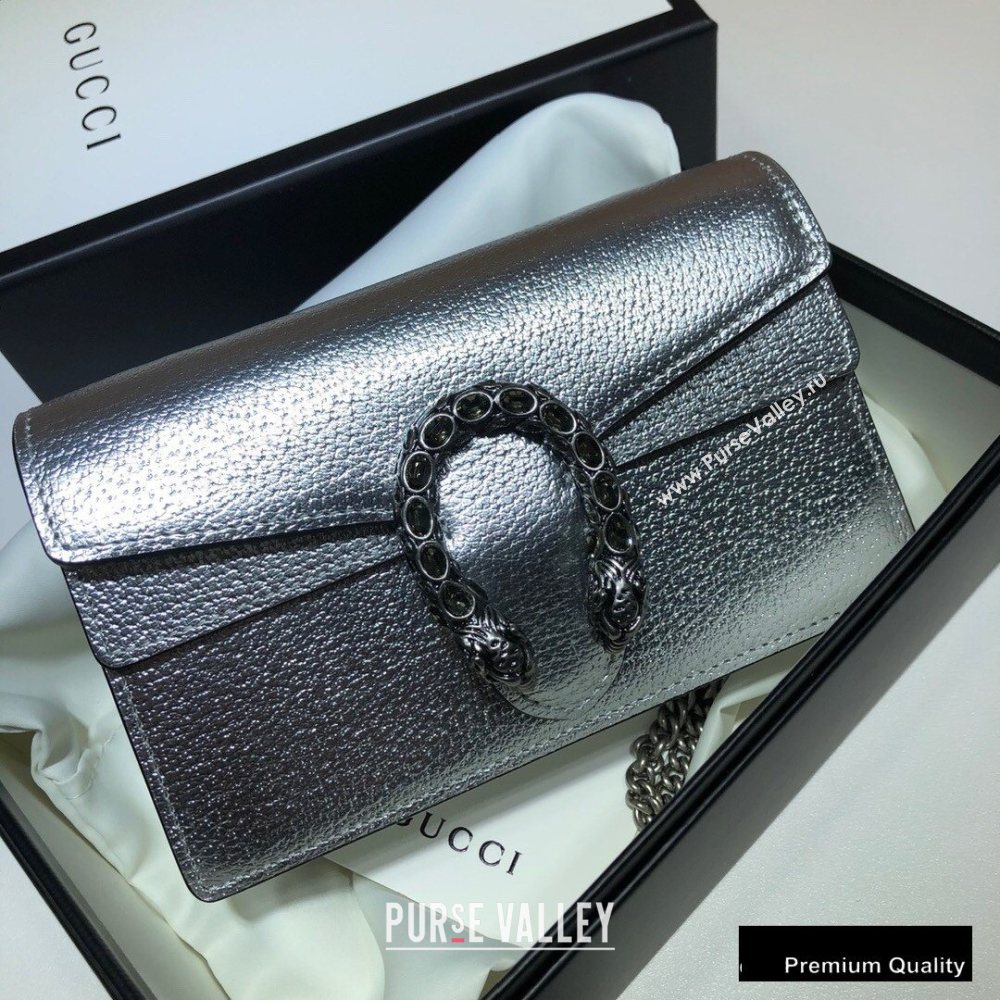 Gucci Dionysus Super Mini Shoulder Bag 476432 Leather Silver 2020 (delihang-20082722)