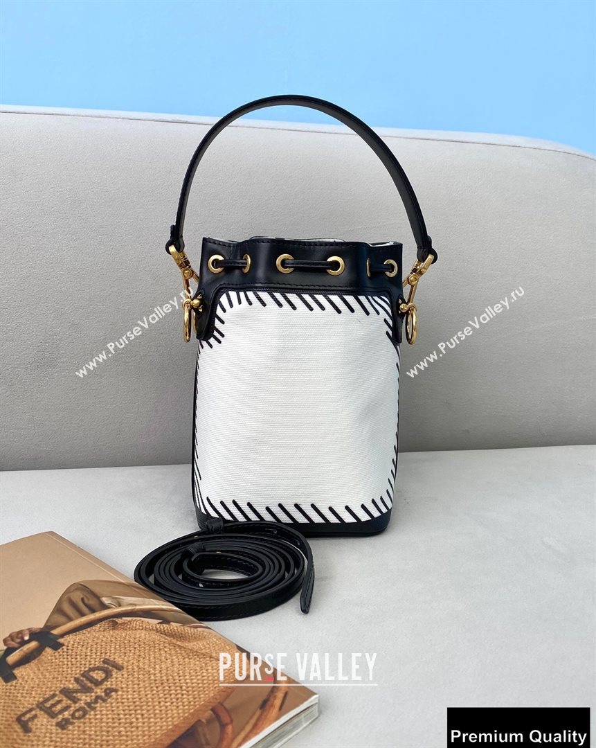 Fendi White Glazed Canvas Mon Tresor Mini Bucket Bag 2020 (chaoliu-20083127)