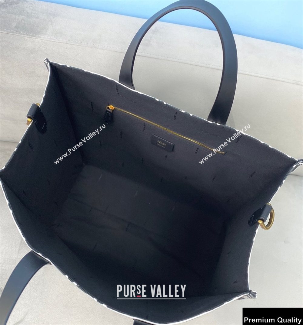 Fendi Glazed Canvas FF Print Shopper Tote Bag White 2020 (chaoliu-20083128)