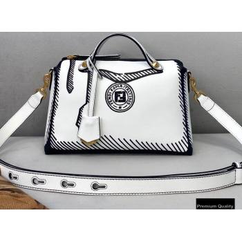 Fendi White Leather Printed By The Way Medium Boston Bag 2020 (chaoliu-20083126)